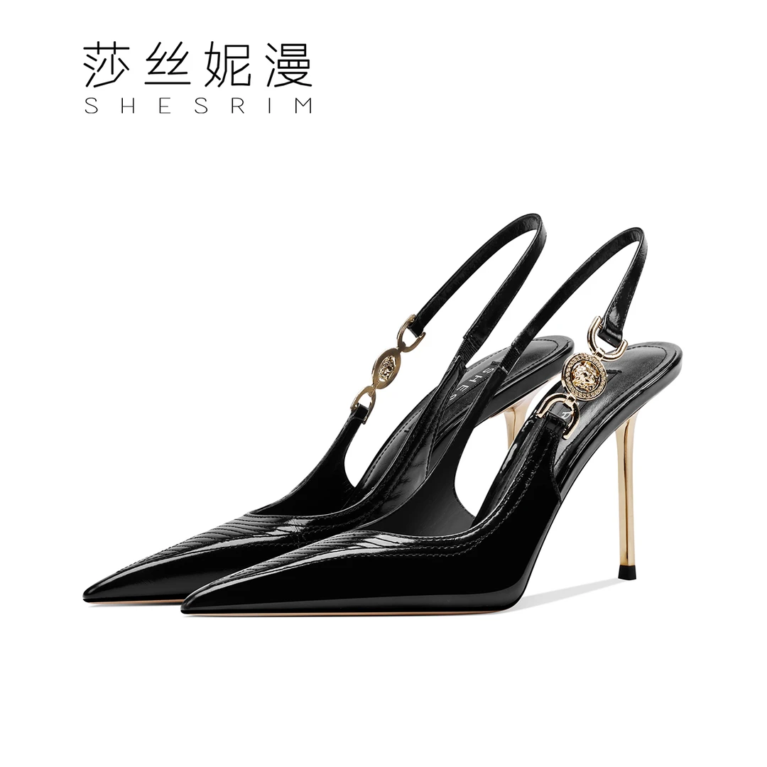 13-【美杜莎】包头一字扣高跟凉鞋女夏季新款尖头时尚百搭高跟鞋