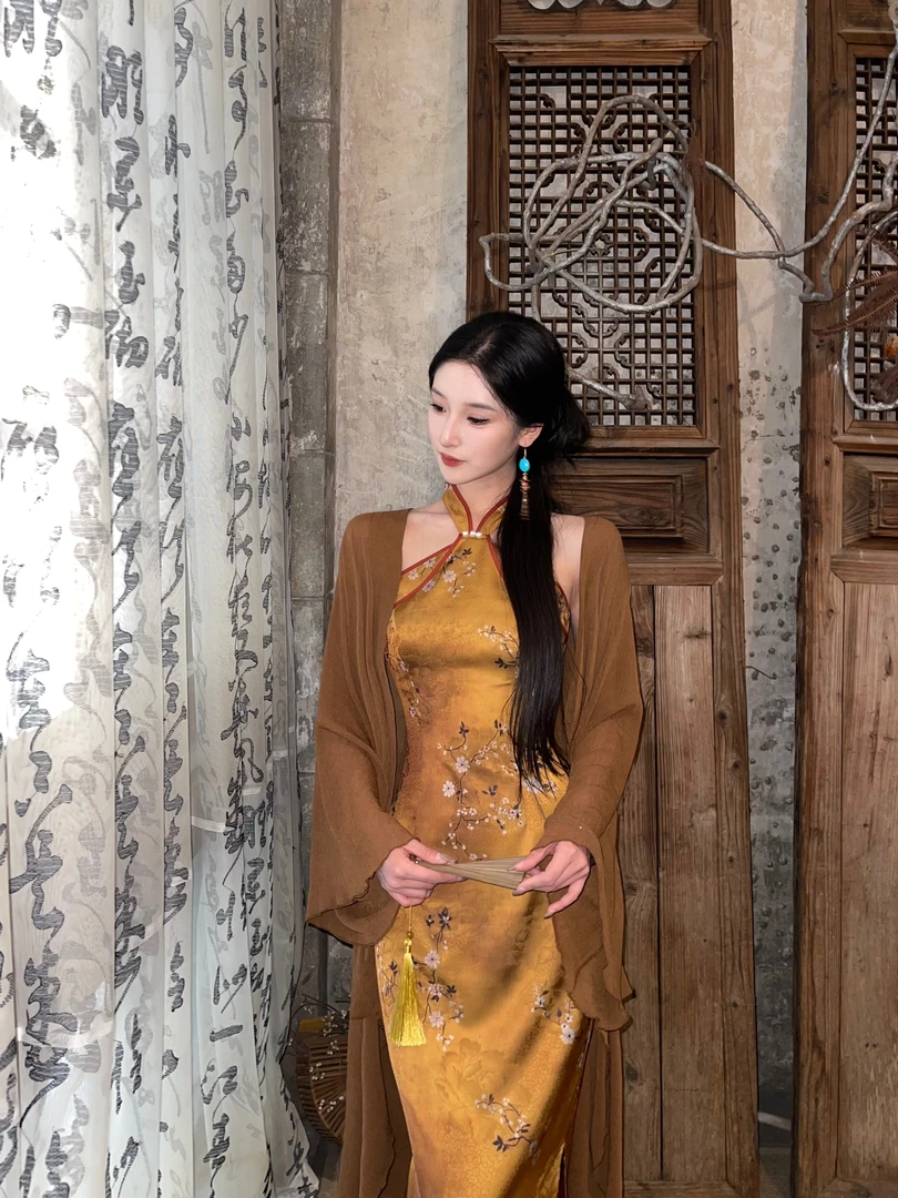 序安CHEN【金枝玉叶】新中式国风改良旗袍禅意气质提花收腰连衣长裙