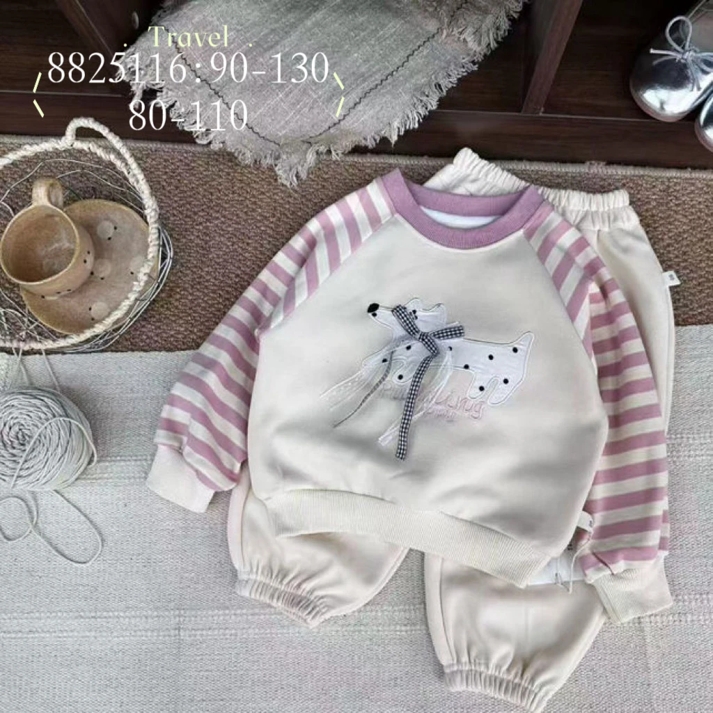 8825116努比嘟嘟卡通卫衣套装（粉波点狗）