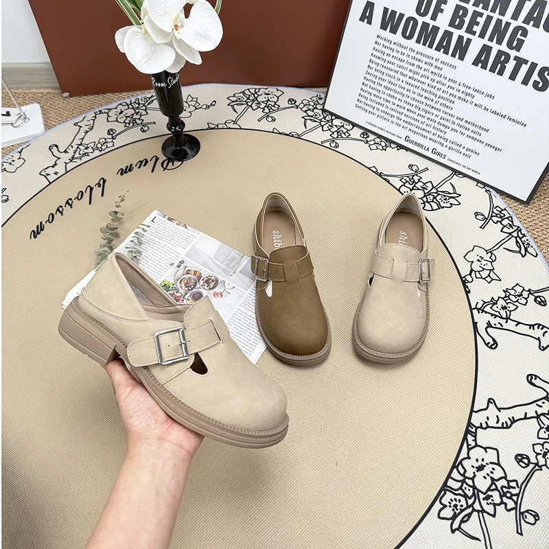 平底一脚蹬勃肯单鞋女2025春新款软底不累脚小皮鞋休闲百搭乐福鞋