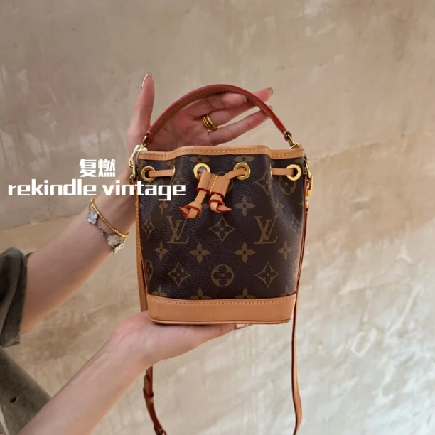 95新 LouisVuitton/路易威登 复燃精选/老花noe nano水桶包芯片款