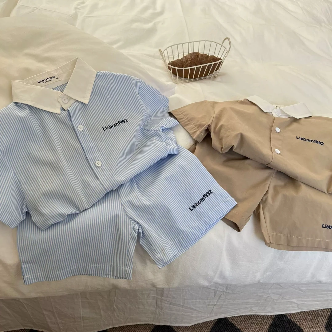 夏季儿童运动套装2025男孩休闲短袖上衣宝宝帅气短裤男童休闲两件