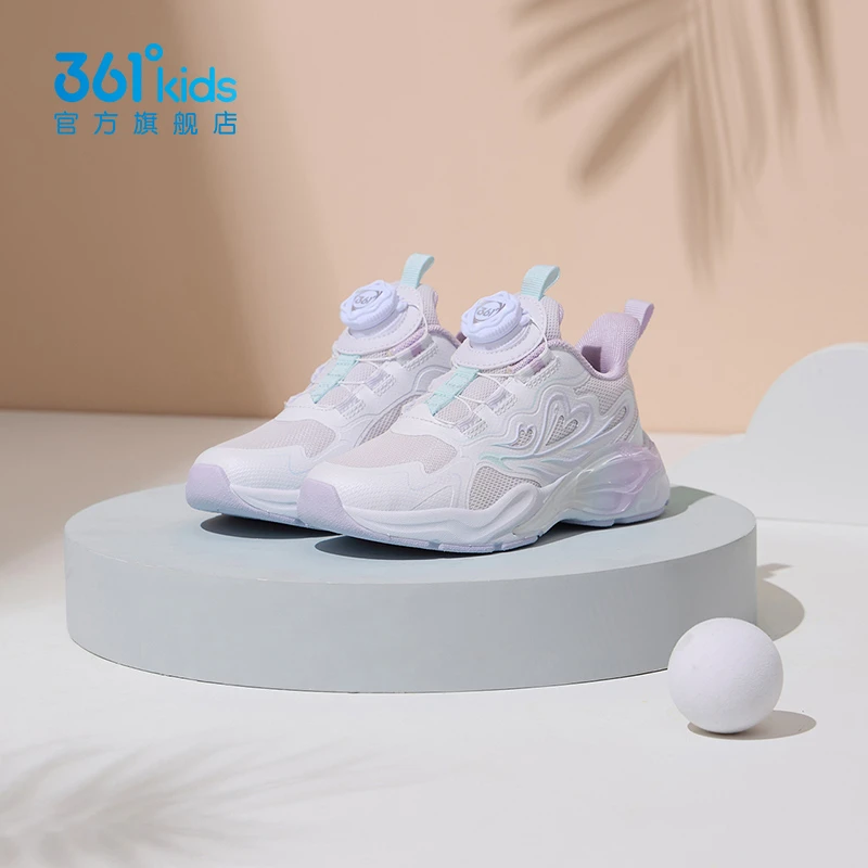 361°儿童羽翎童鞋女童运动鞋2025春季新款软底学生儿童密网跑鞋
