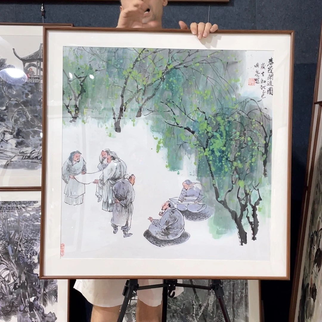 国画手绘画作品带框80/80