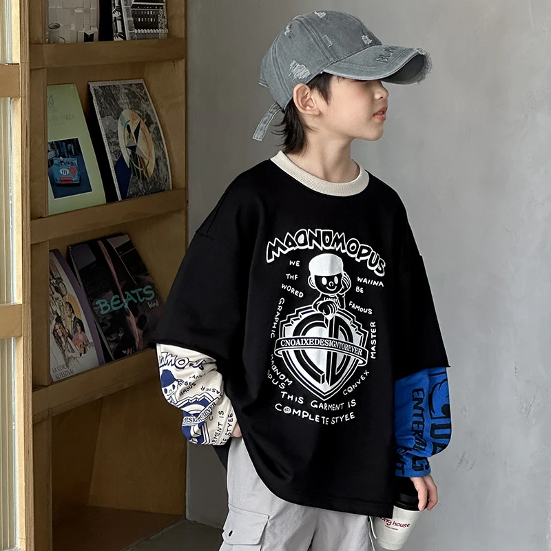 男童长袖卫衣春秋款2025新款儿童秋装打底衫中大童秋季薄款卫衣潮