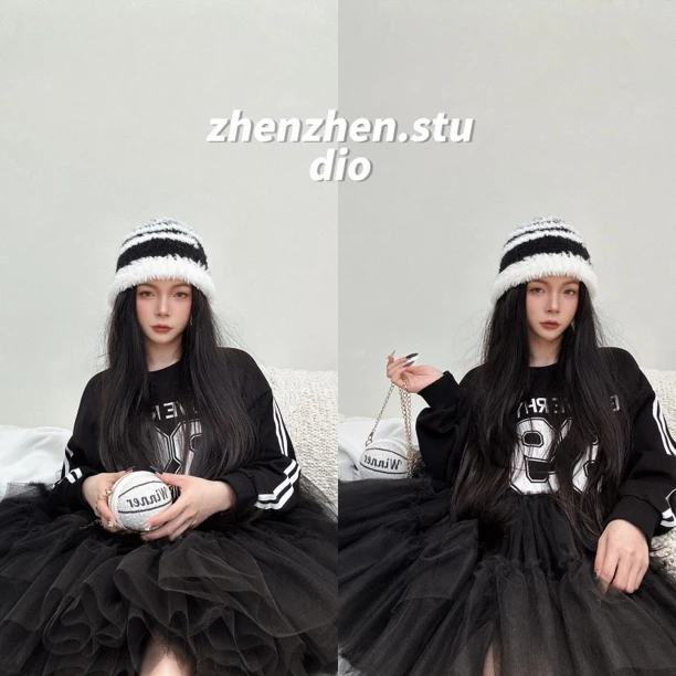 4193【珍珍优选】设计百搭师新款拼接纱纱春季长袖女装连衣裙时尚