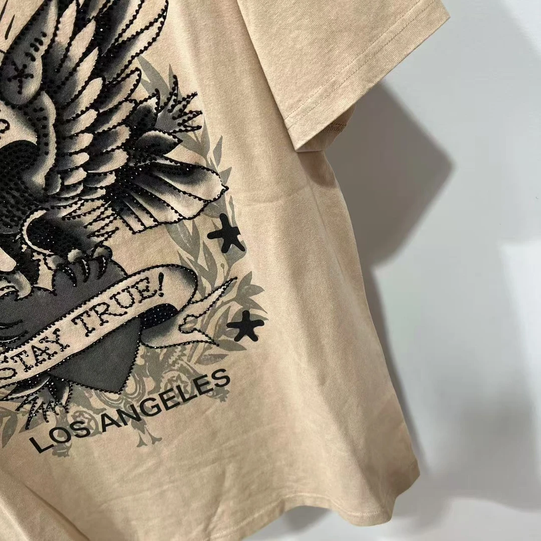 （2.21）R-2 EH 潮牌男款烫钻印花休闲圆领短袖T恤 DM281