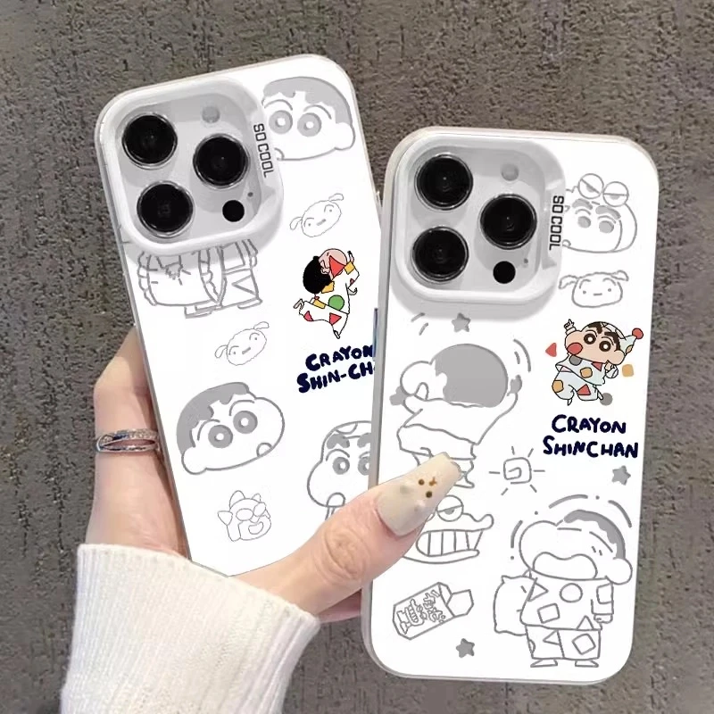 蜡笔小新适用苹果16promax手机壳iphone15promax防摔13彩银12情侣