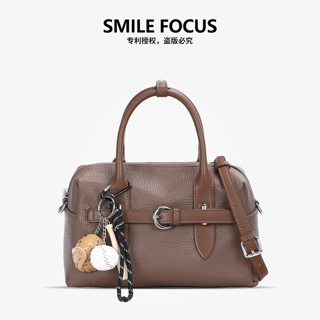 SMILE FOCUS微笑有约新款束带波士顿包复古风大容量手提斜挎包
