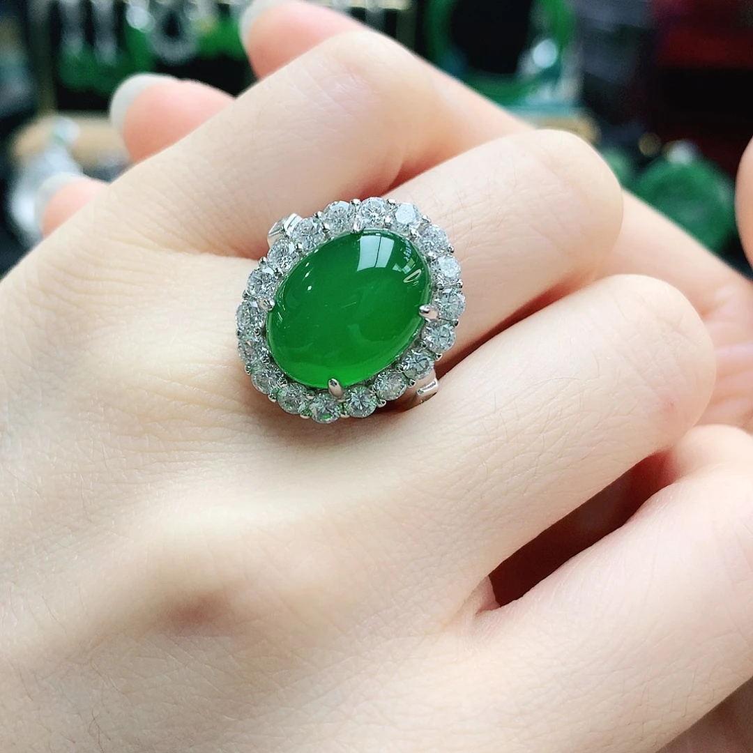 玛瑙/玉髓戒指银S925镶嵌