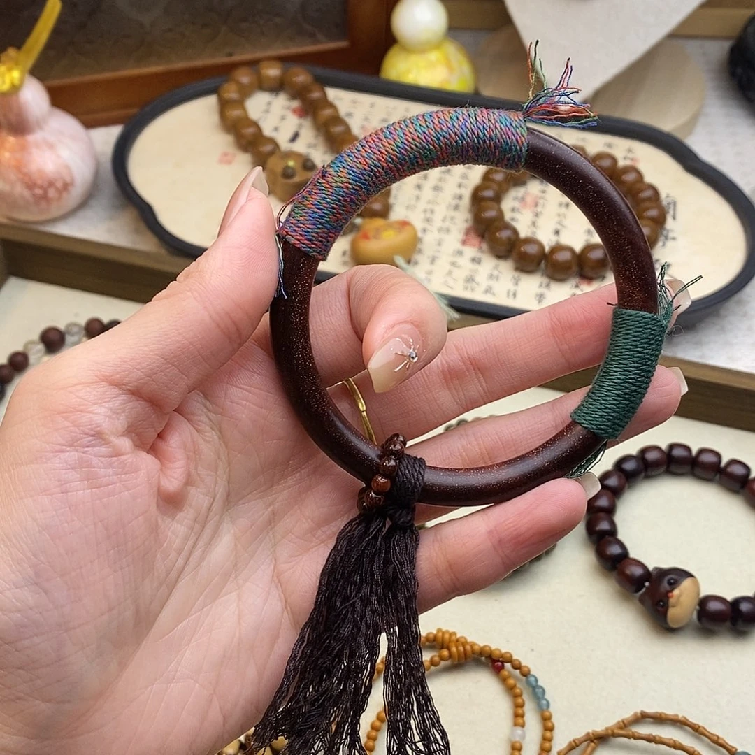 染料紫檀（血檀）手串未镶嵌镯子