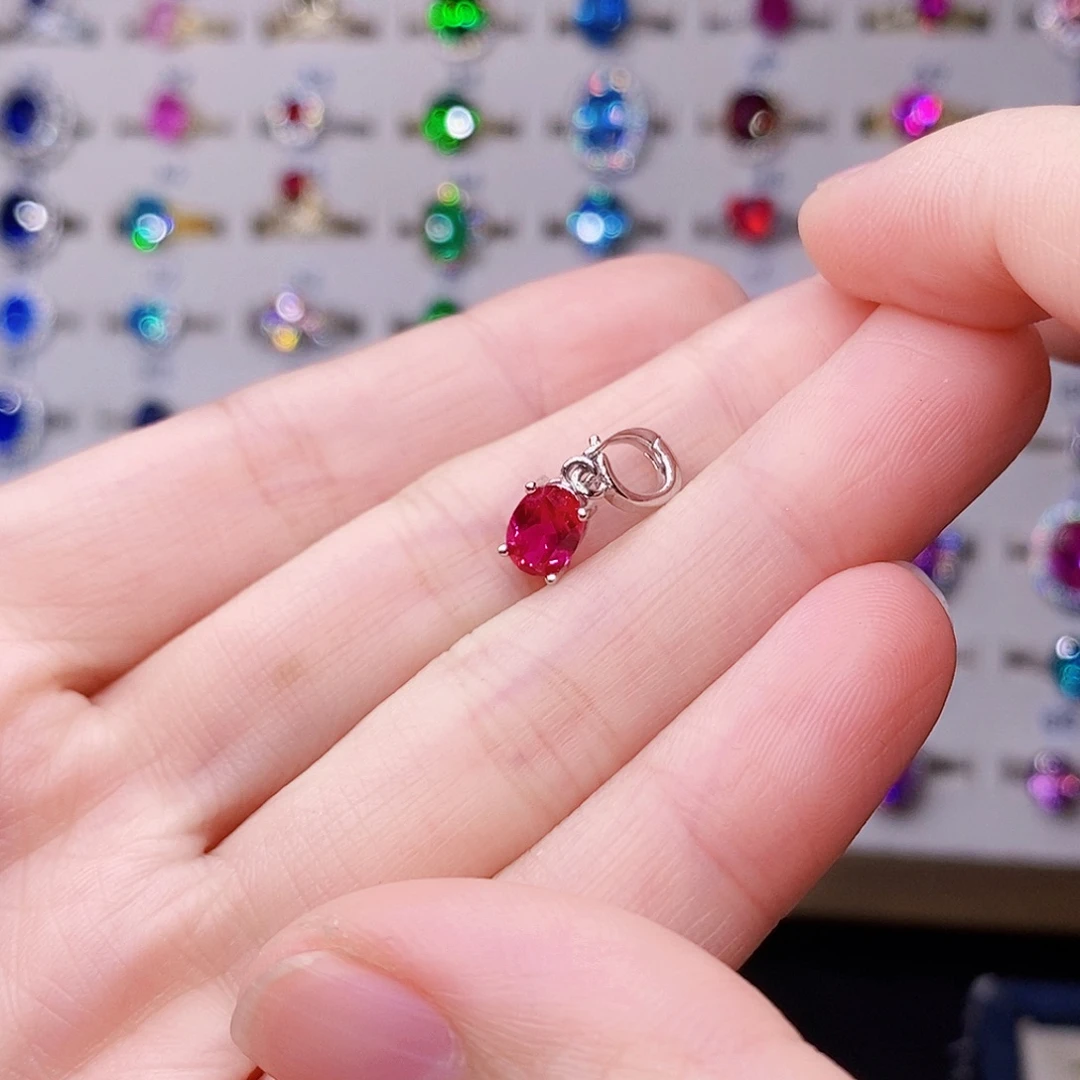 戒指红宝石银S925镶嵌