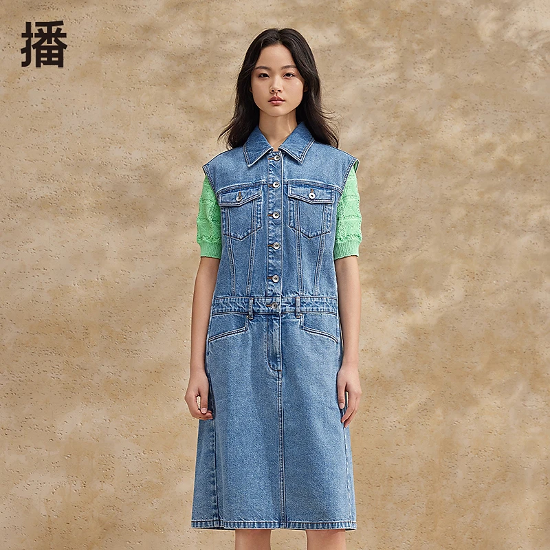 【直播专属】播宽松水洗做旧设计感百搭时尚牛仔连衣裙DDR2LD5521