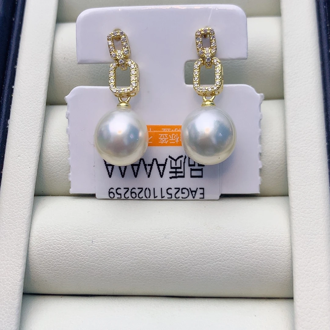 海水珍珠银S925镶嵌耳饰W39