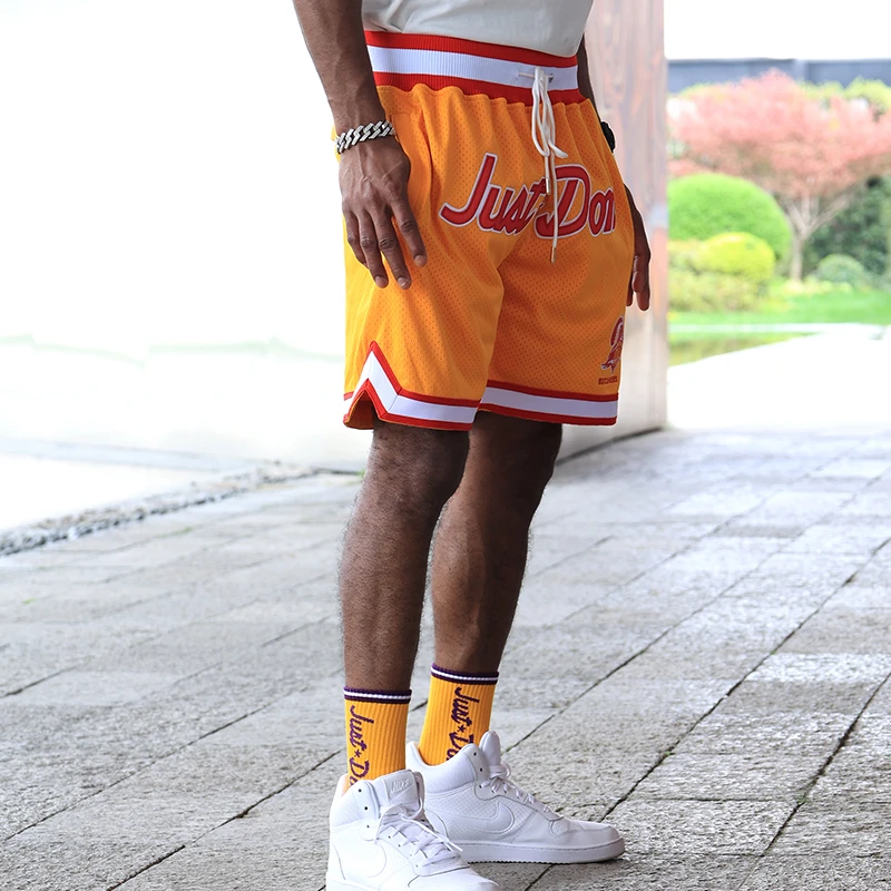 Just-Don匹兹堡海盗篮球裤美式高街刺绣宽松运动透气网眼短裤
