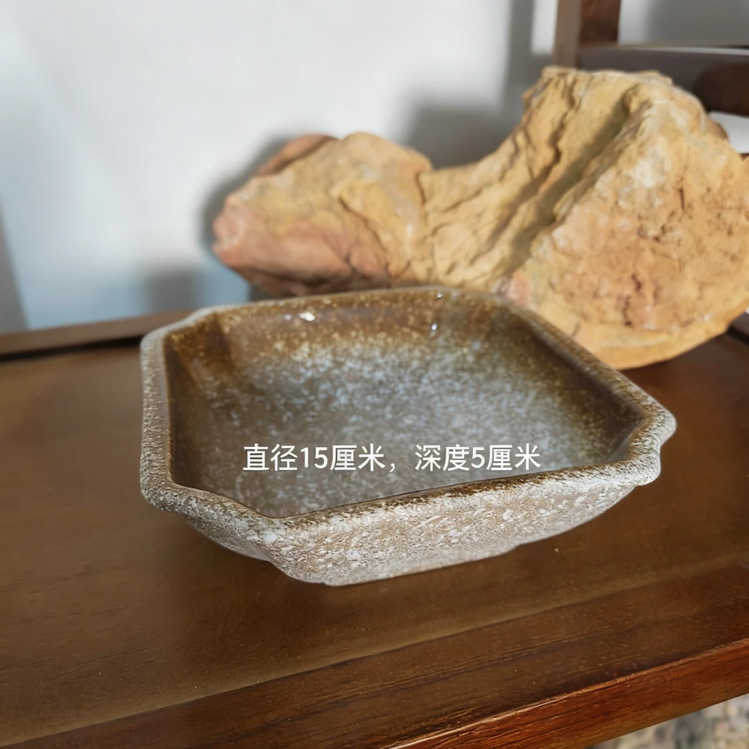 泗水砭石艺术馆五色土麦饭石八角盘（2个）