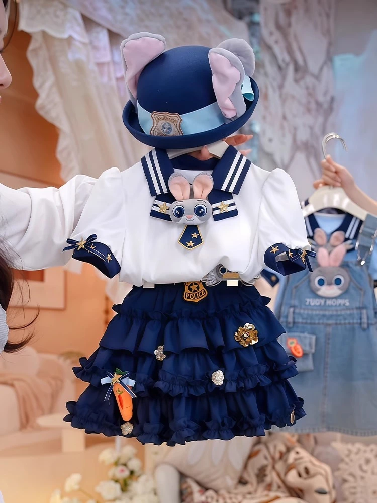 女童连衣裙夏季2025新款儿童洋气朱迪小女孩套装夏装短袖公主裙子