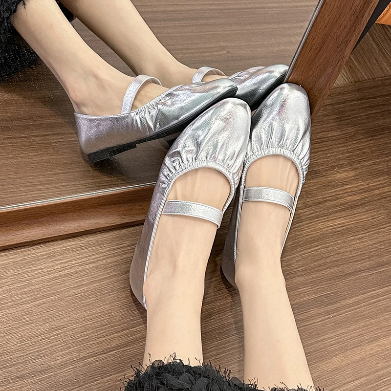 鞋子夏季单鞋软底浅口圆头时尚复古豆豆鞋舞蹈鞋雪汾女低帮