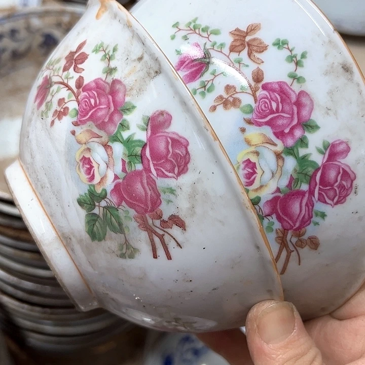 其他陶2个14厘米花花碗