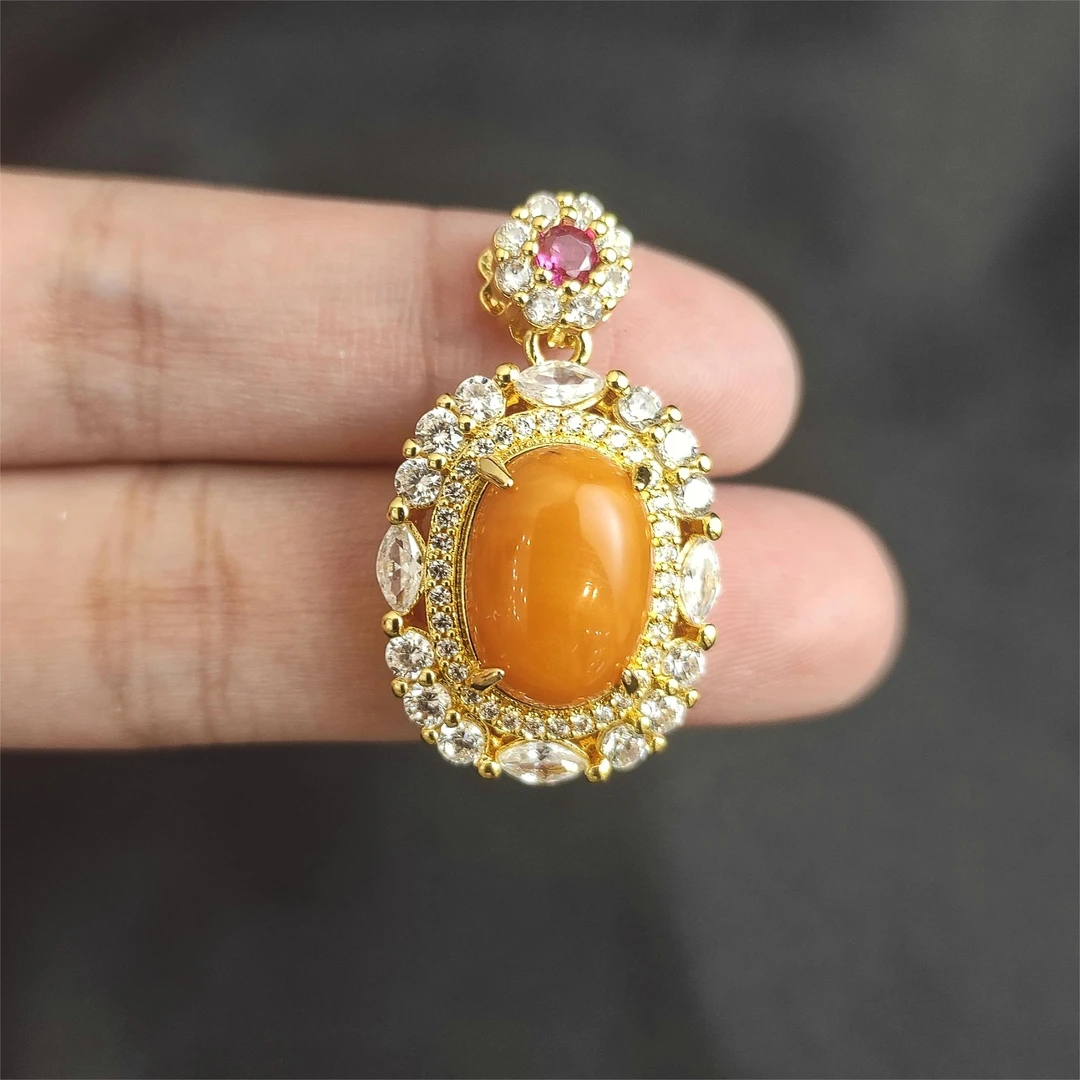 蜜蜡精美蛋面吊坠赠礼盒合金（多样性发货）不含链 C01-91