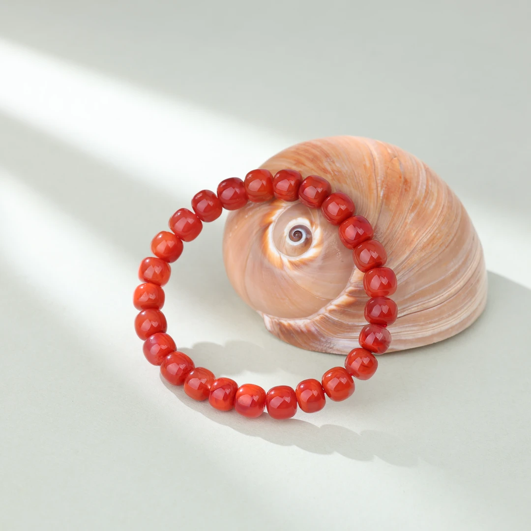 【央博玉】南红老型珠手串-YB93700094-约8mm-多样性发一|BNH3