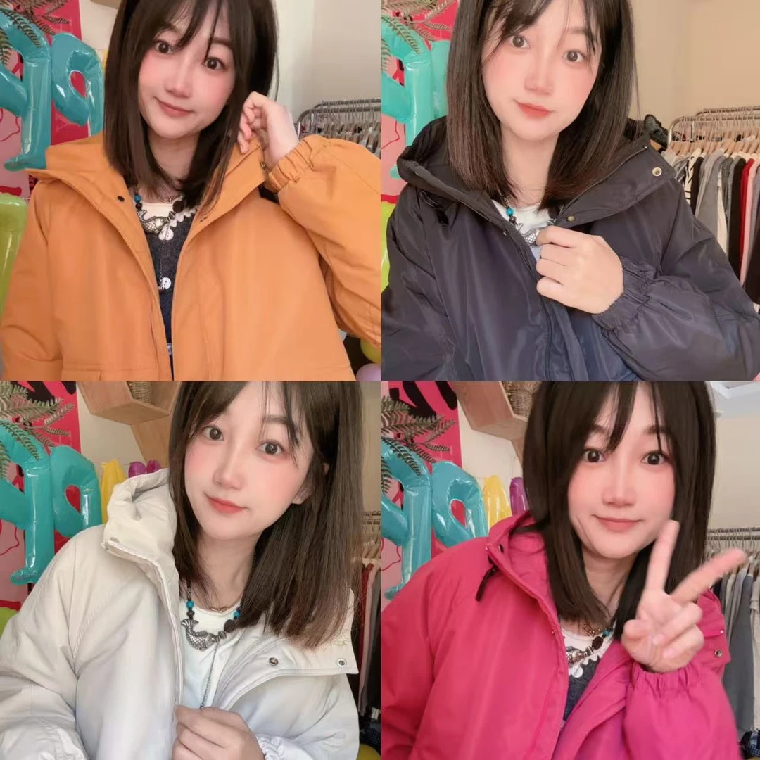 【热情的回响】时尚洋气百搭休闲宽松显瘦遮肉加棉带帽棉服外套