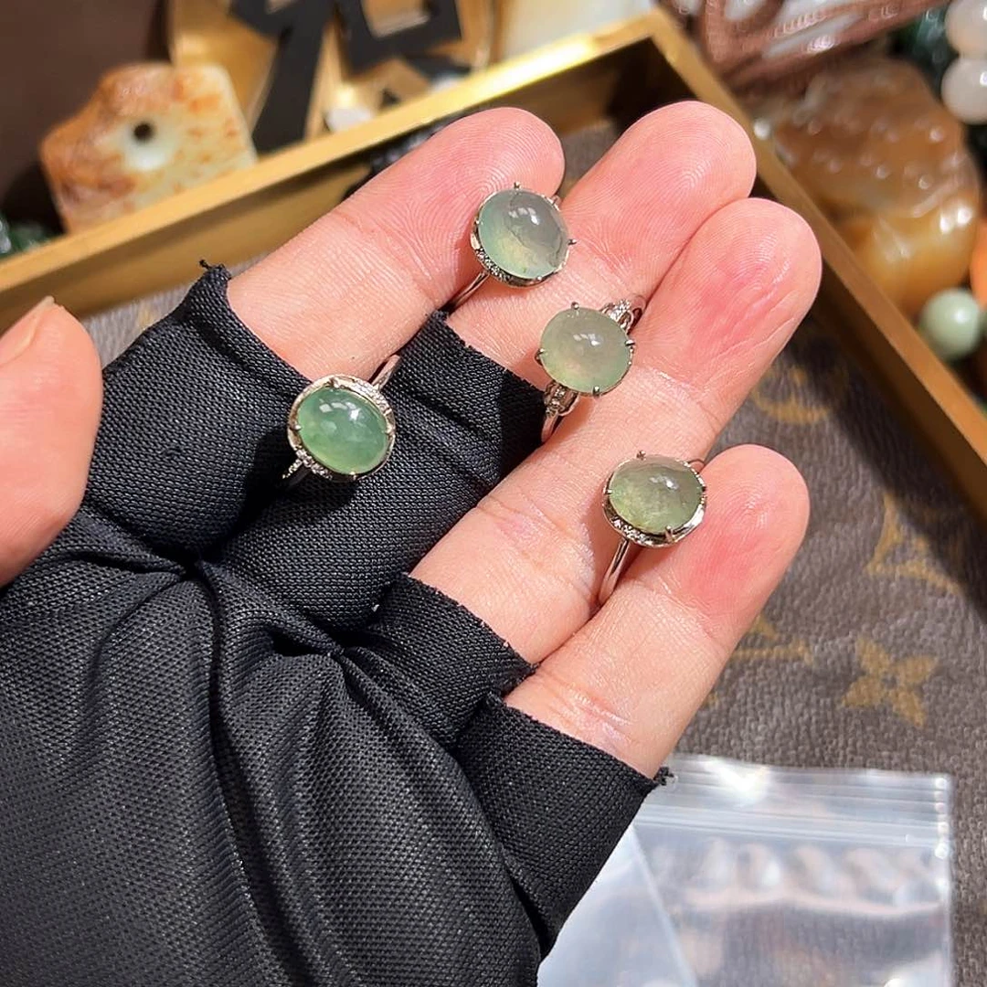 翡翠戒指银S925镶嵌开播福利 拍一发一