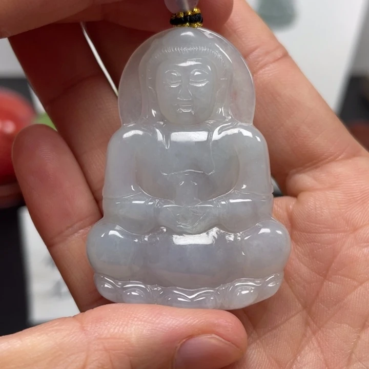 翡翠未镶嵌颈饰天然缅甸翡翠A货观音75号