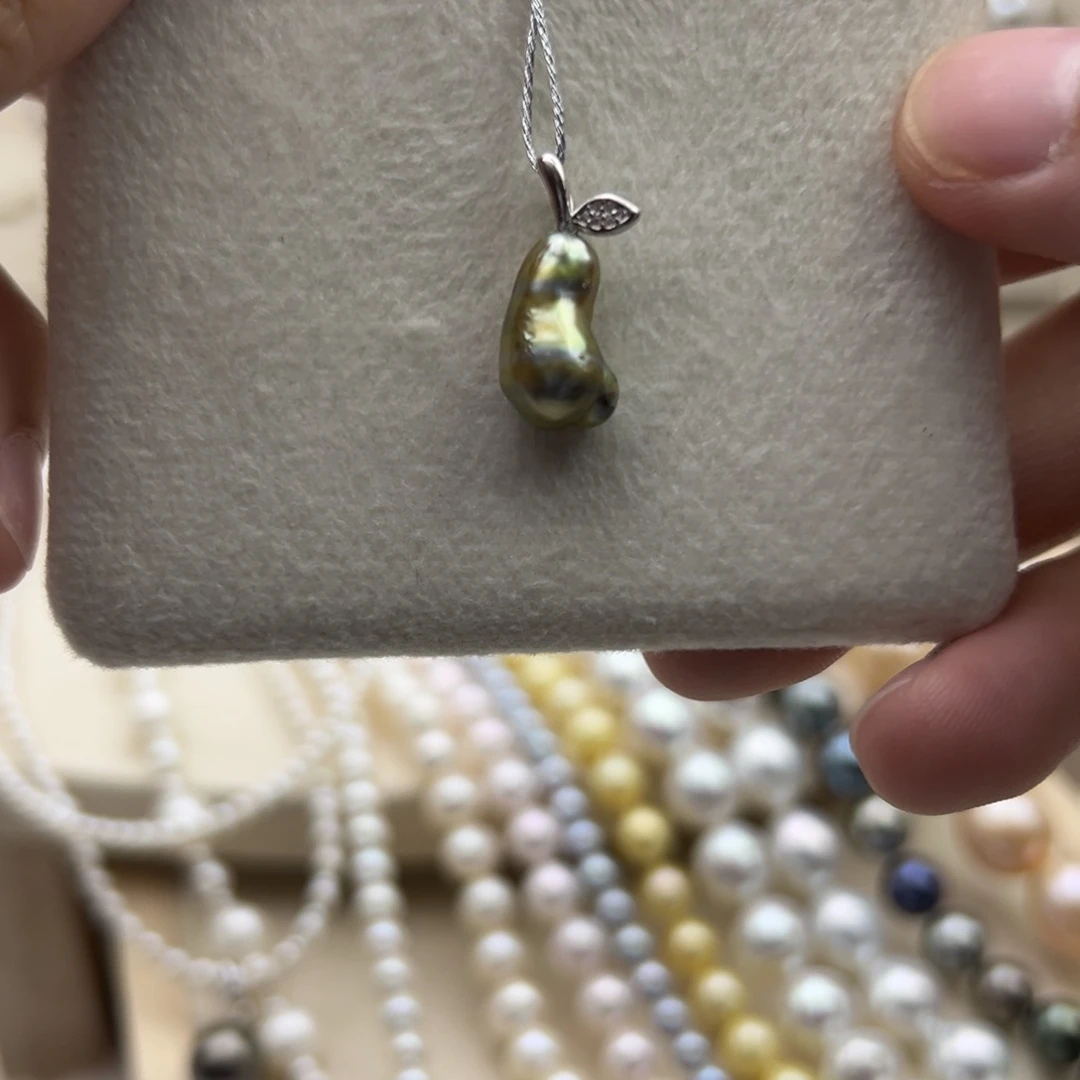 银S925镶嵌吊坠(不含链)海水珍珠海水金珠keshi葫芦2