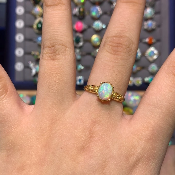 银S925镀金镶嵌欧泊戒指