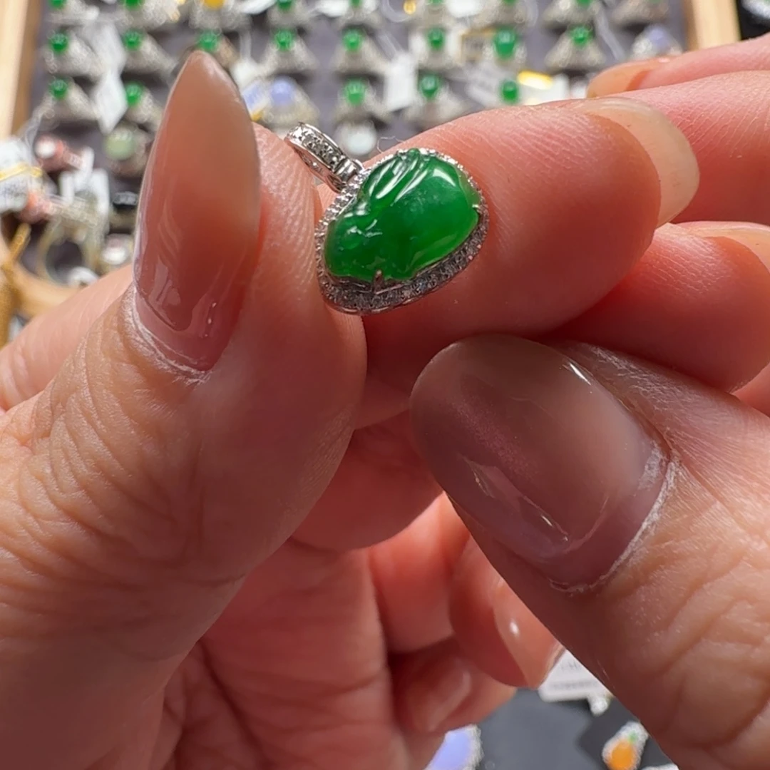 翡翠18K金镶嵌戒指76