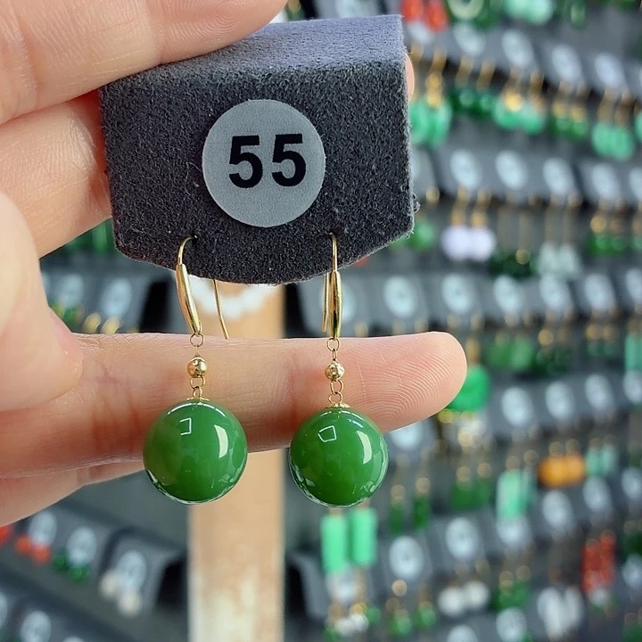 琥珀18K金镶嵌耳饰