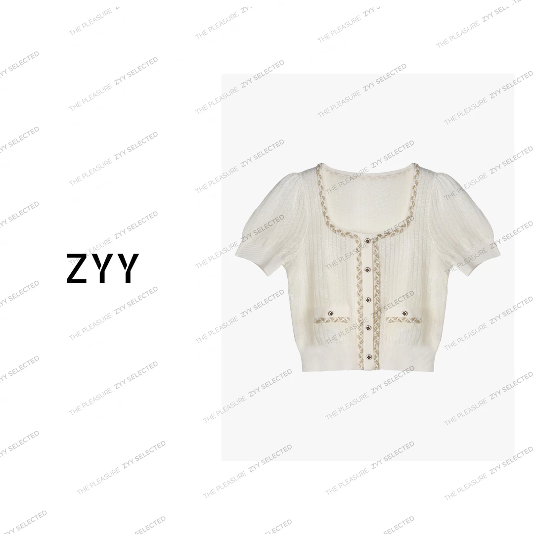 ZYY【温流白霜】2025S/S新品基础圆领设计感针织衫女X25XZZ01119