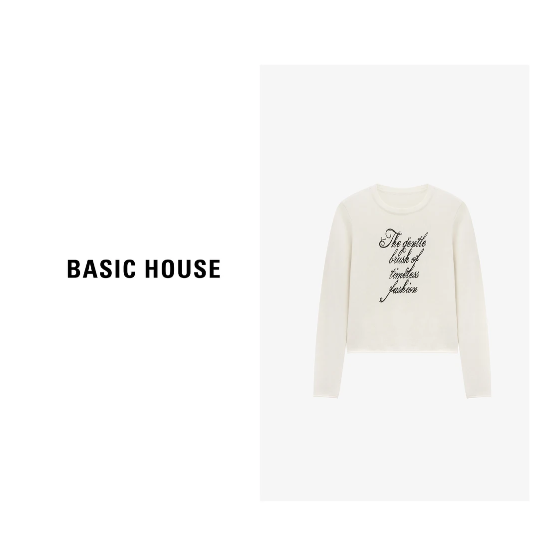 Basic House/百家好长袖时尚休闲百搭印花圆领针织-B0625B5GXW2