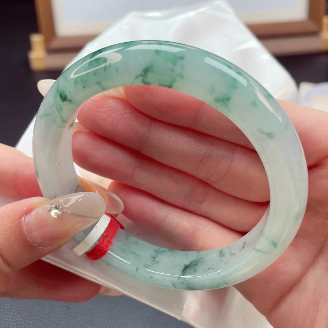 翡翠手镯未镶嵌59.4碎花镯 冰透显年轻感 古色古香23号