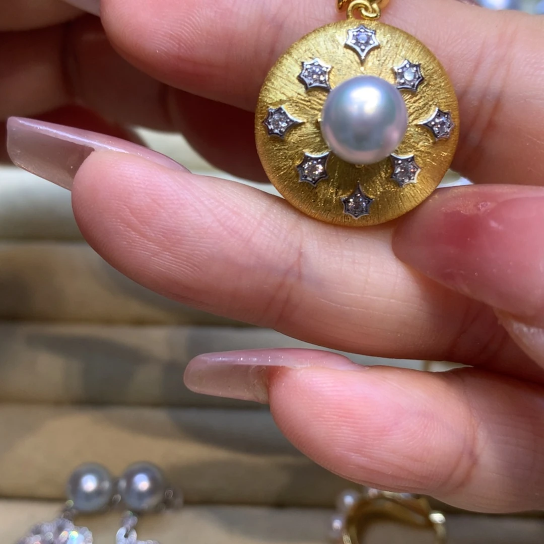 颈饰银S925镶嵌海水珍珠