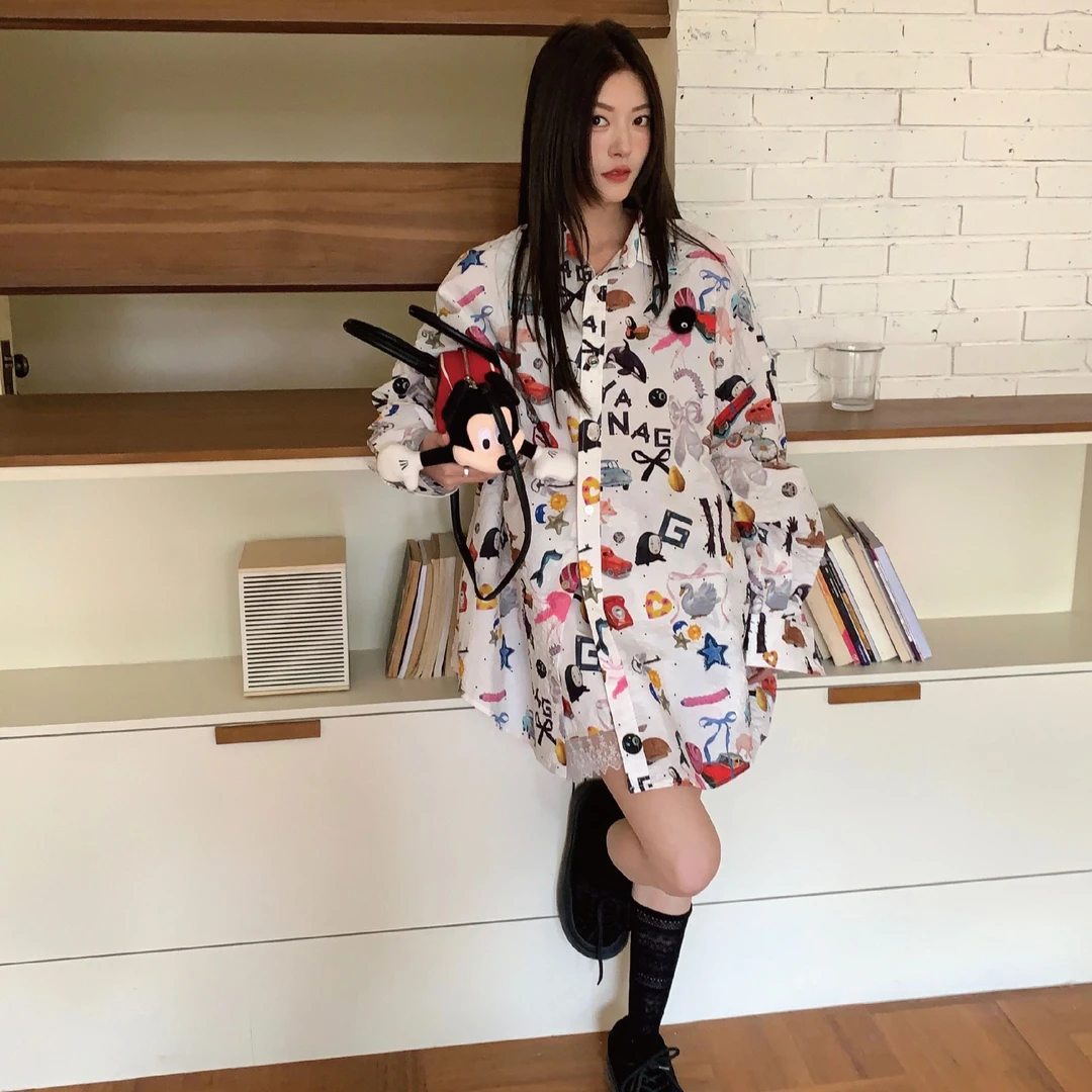 YANAG散落玩具印花长衬衫