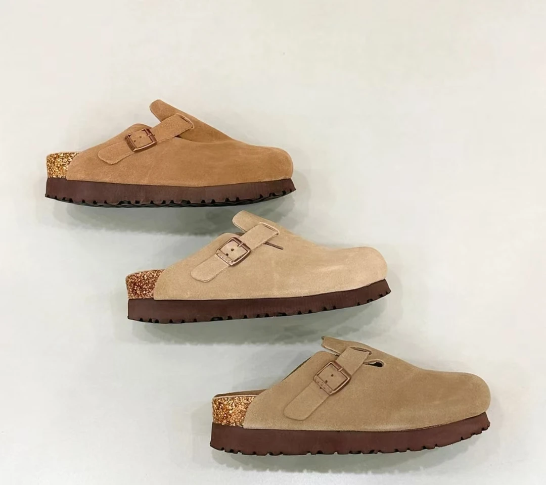 【真皮半包厚底4.5cm】新款勃肯女款潮流时尚百搭勃肯拖鞋勃肯鞋