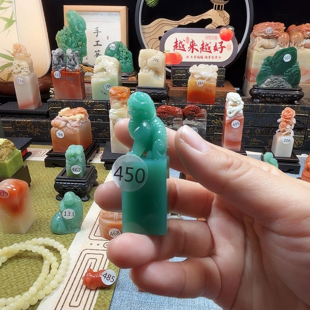 印石寿山石雅安绿古兽8