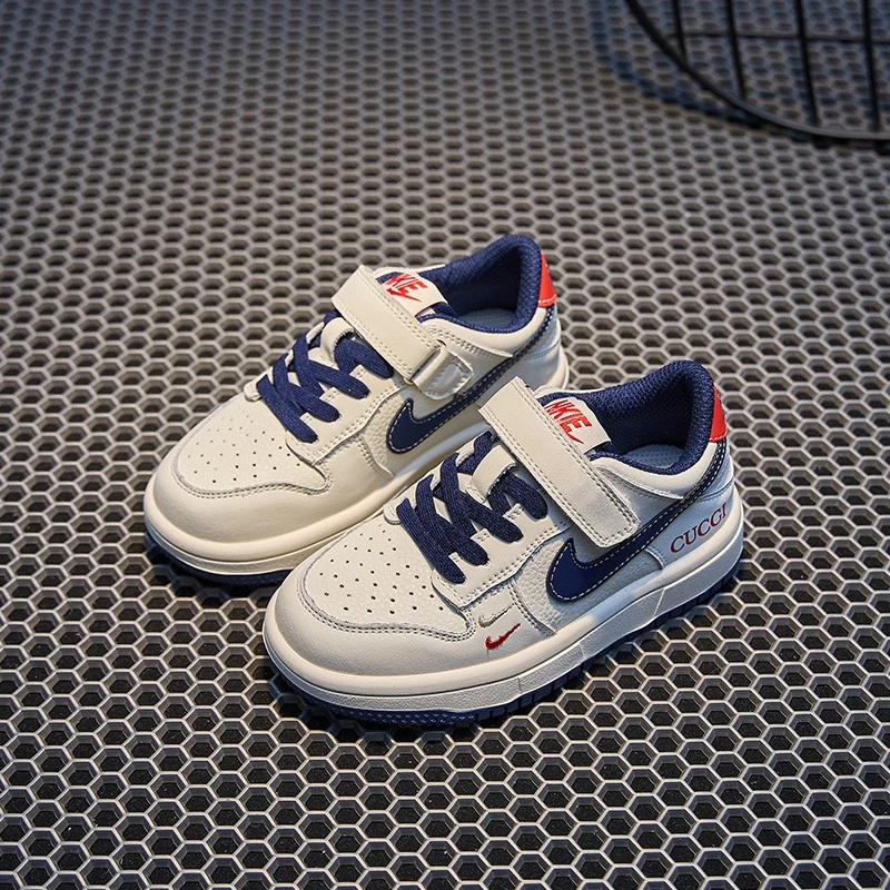 巴拉AJ潮牌真皮aj童鞋儿童小白鞋2025春秋新款低帮男童运动鞋软底