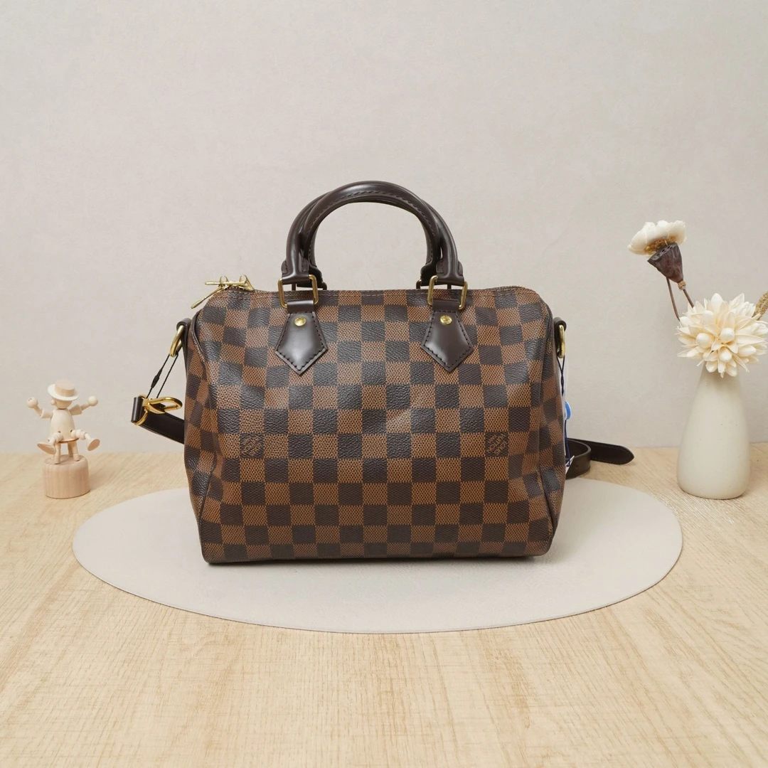 95新 LouisVuitton/路易威登  speedy25棕棋盘格肩带款/DS030674