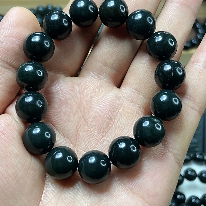 未镶嵌手串和田玉（青玉）卡14圆