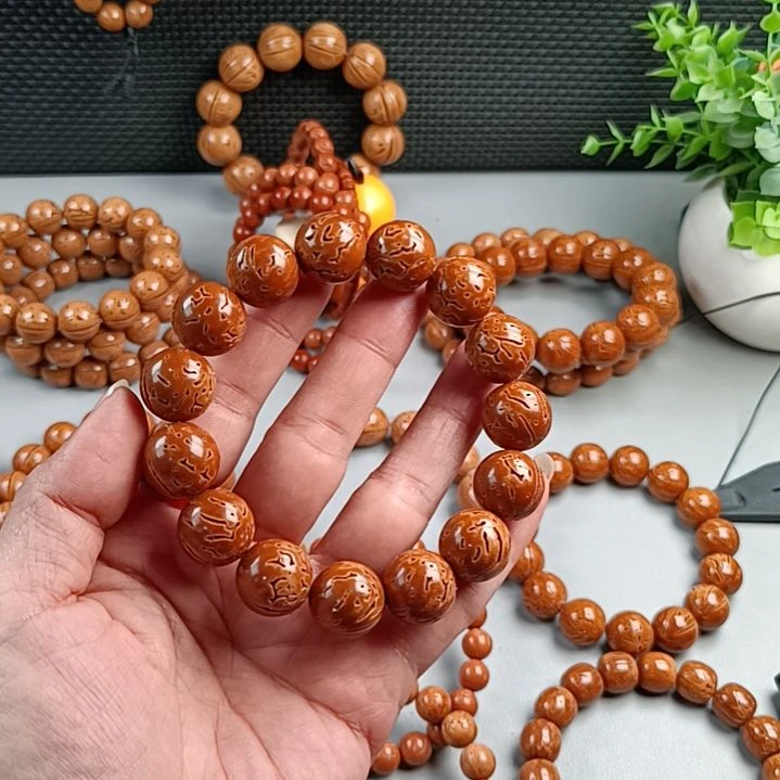 手串桃核铁籽密纹红魔16