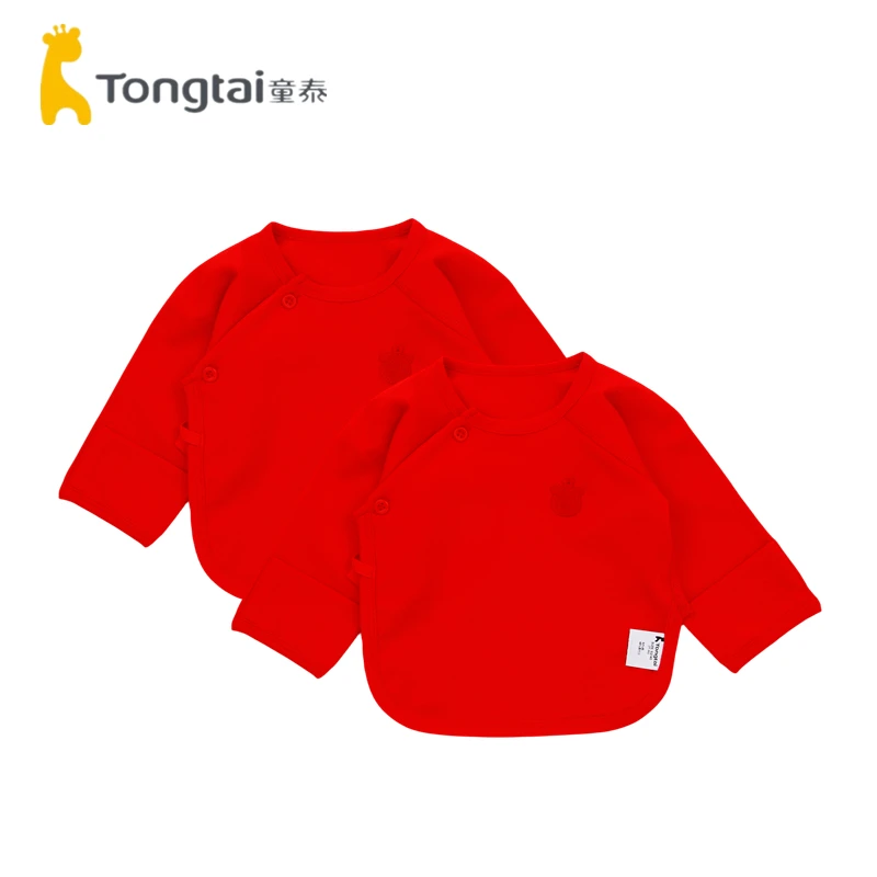 Tongtai/童泰新生婴儿0-3月男女宝宝莫代棉尔红色家居服半背衣