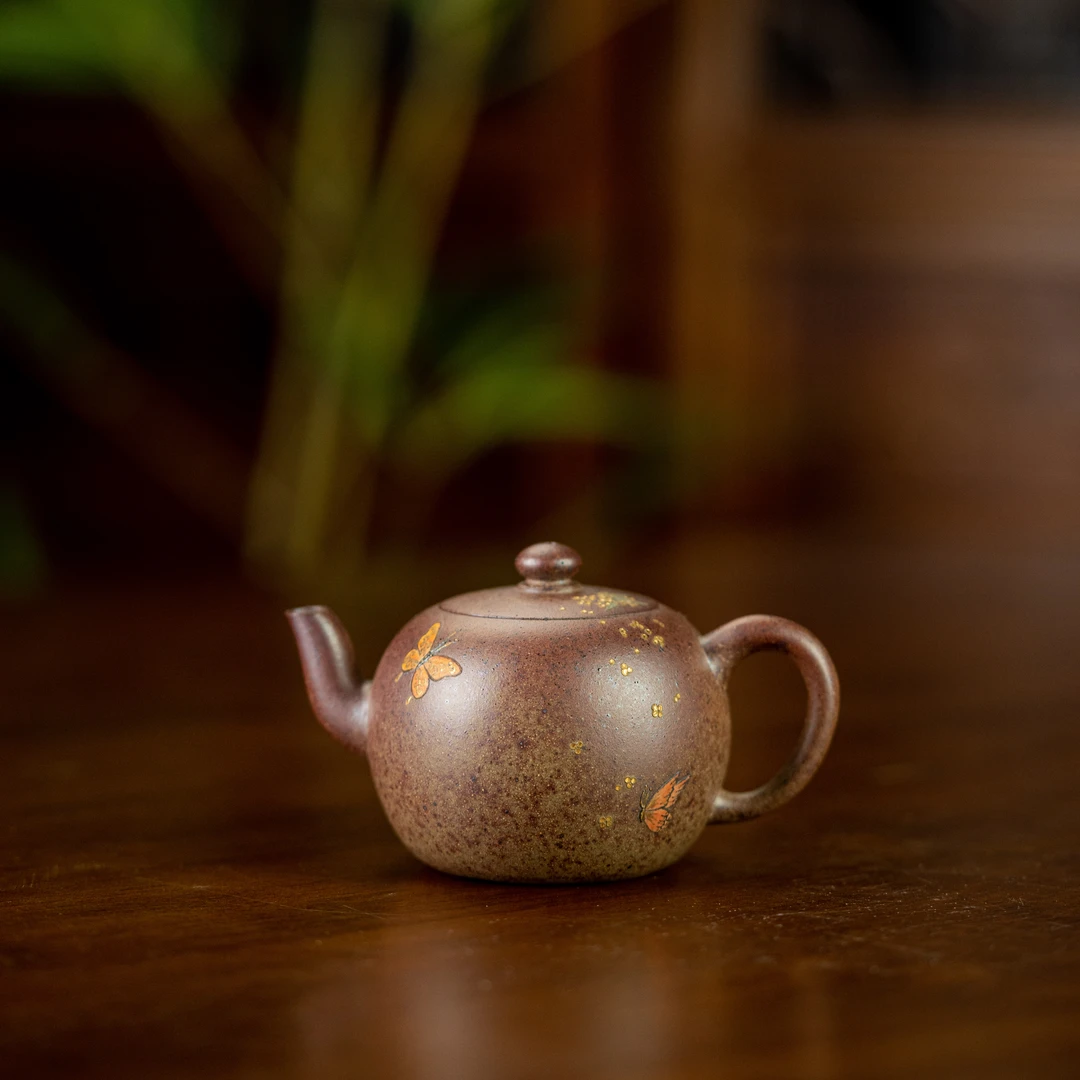 【玉呈窑】玉呈蝶珠 周华强制 青段柴烧 125cc 家用紫砂壶