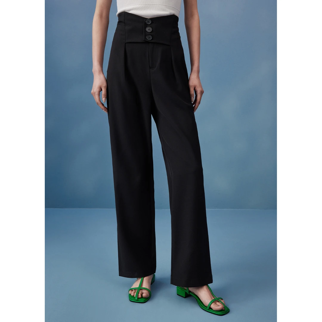 【盈盈专属】设计感造型腰封阔腿休闲裤春季时尚简约百搭长裤