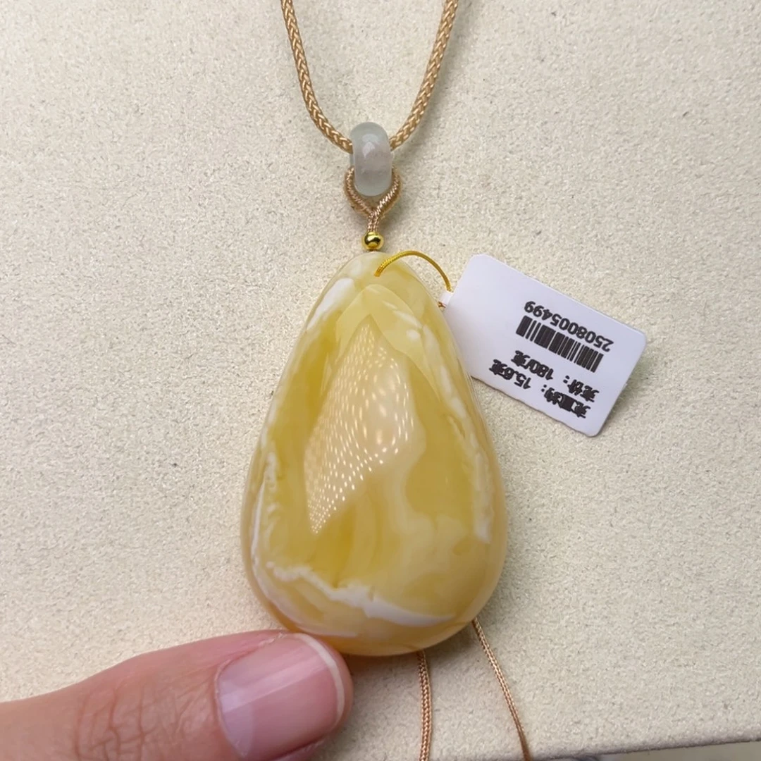 蜜蜡吊坠(不含链)未镶嵌瓷白花蜡水滴