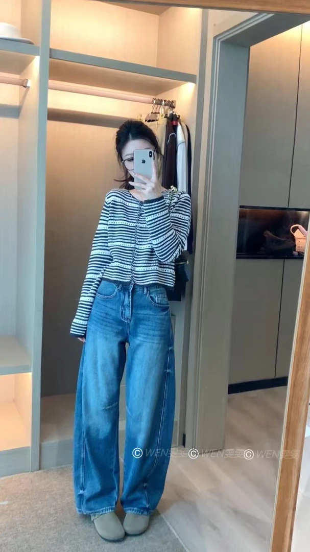 WEN 25新款韩版气质时尚百搭弯刀牛仔裤WWK0393