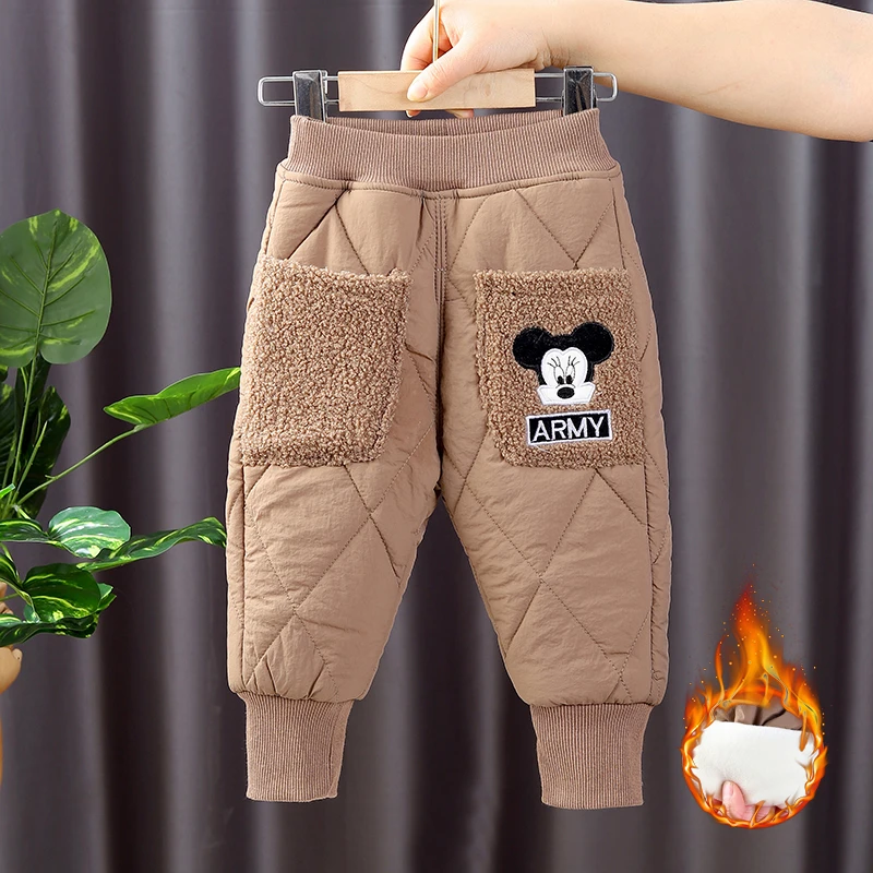 儿童棉裤秋冬新款男童加绒加厚宝宝三层夹棉小童外穿保暖裤女童冬