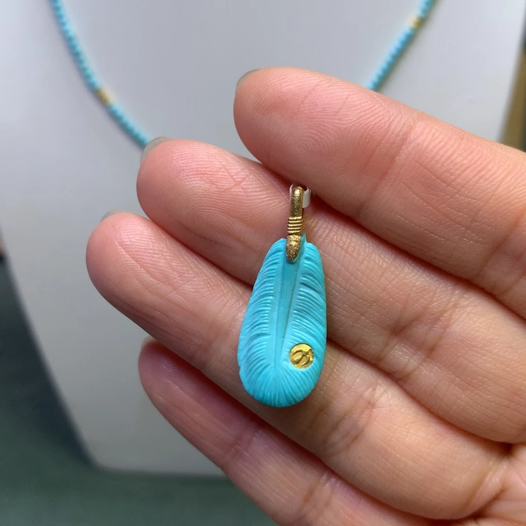 绿松石挂件18K金镶嵌